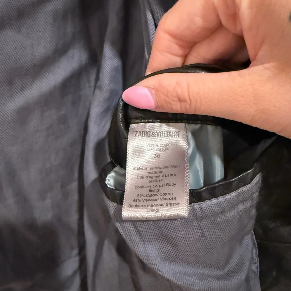 Zadig & Voltaire Black Verys Cuir Leather Jacket - Picture 4 of 7